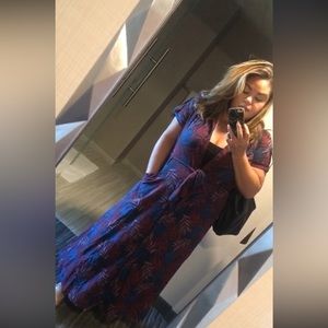 Navy and maroon maxi button up tshirt dress